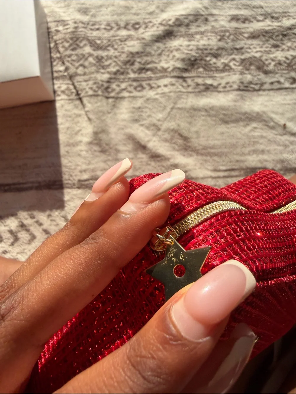 Dior Red Star-Shaped Jewelry Case with Gold Logo